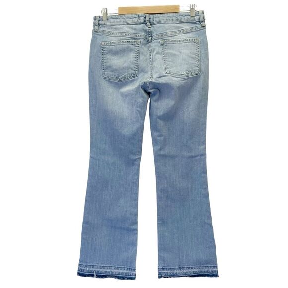 Free People Liv Crop Flare Leg Mid Rise Jeans Medium Wash Released Hem Size 30 - Picture 3 of 13